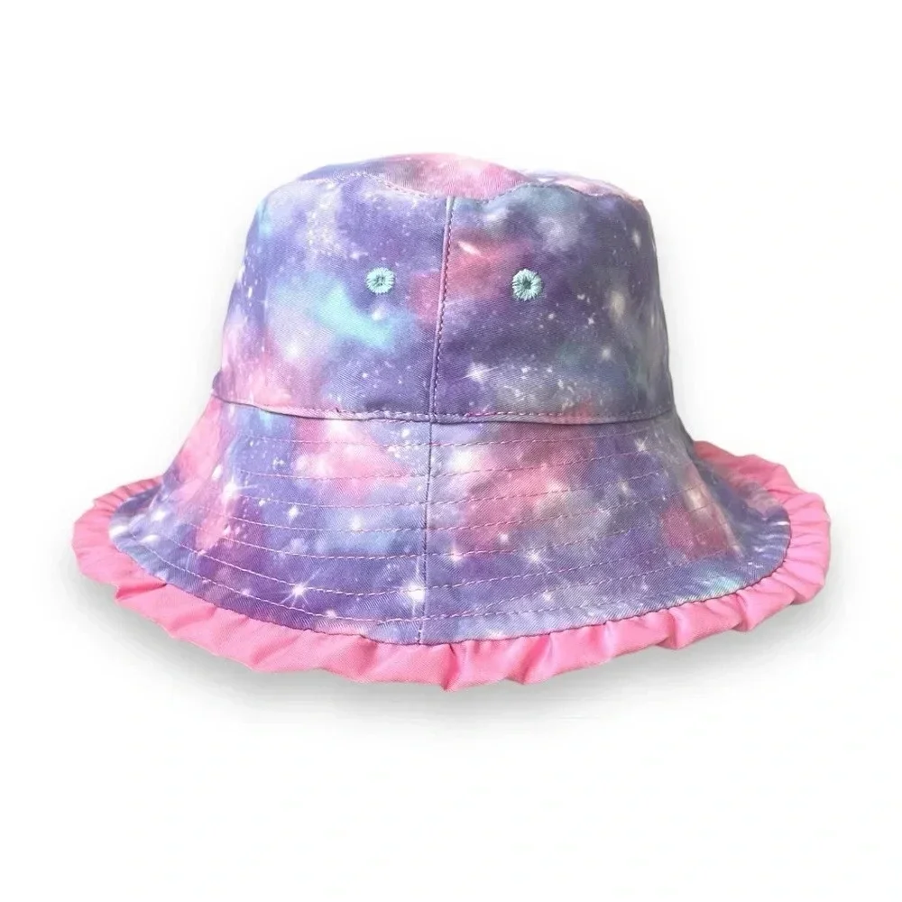 UV Skinz Kids Reversible Bucket Hat - Pink and Galaxy Print - UV Protection